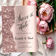 Elegante guión de purpurina de oro rosa Guardar la