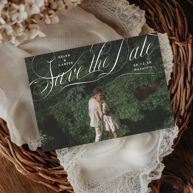 Reserva La Fecha Elegante guión floreciente foto (Subido por el creador)