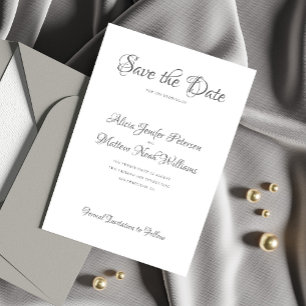 Reserva La Fecha Elegante guión formal boda blanco y negro
