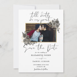 Reserva La Fecha Elegante guión gótico floral foto boda