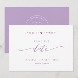 Reserva La Fecha Elegante guión, Mauve Lavender simple Boda