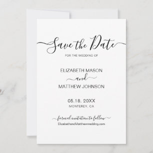 Reserva La Fecha Elegante guion minimalista boda en blanco y negro