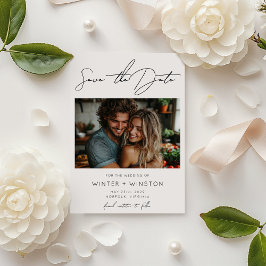 Reserva La Fecha Elegante guión Minimalista Dos foto Guardar la fec