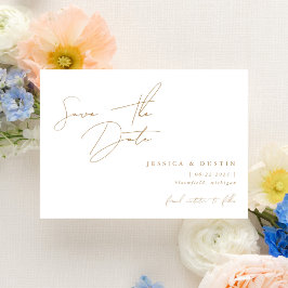 Reserva La Fecha Elegante guión Minimalista oro