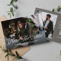 Elegante guión moderno de dos fotos para boda