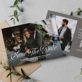 Reserva La Fecha Elegante guión moderno de dos fotos para boda