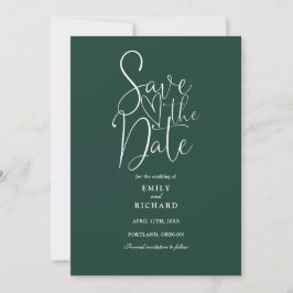 Reserva La Fecha Elegante guión moderno esmeralda verde boda