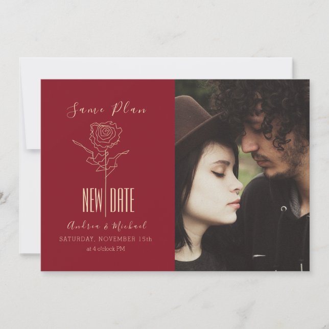 Reserva La Fecha Elegante guión moderno pospuesto Boda (Anverso)