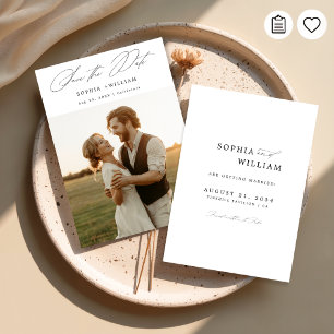 Reserva La Fecha Elegante guión moderno Rústico Boda de fotos de la