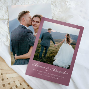 Reserva La Fecha Elegante Guión Púrpura Dos Bodas De Fotografía