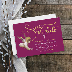 Reserva La Fecha Elegante Guion Religioso Dorado Burgundy Dios Bend