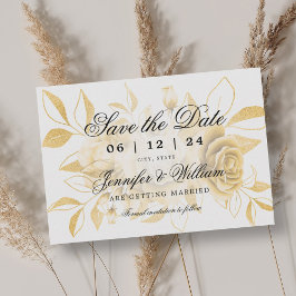 Reserva La Fecha Elegante guión Romántico Boda Dorado Floral