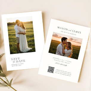 Reserva La Fecha Elegante guión simple Boda de código QR foto