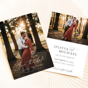 Reserva La Fecha Elegante guión simple foto Boda