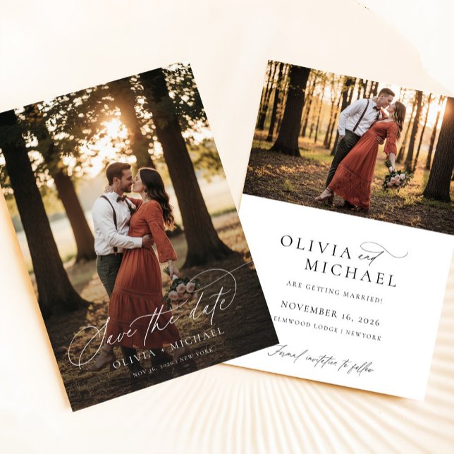 Reserva La Fecha Elegante guión simple foto Boda (Subido por el creador)