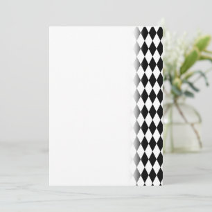 Reserva La Fecha Elegante Harlequín Geométrico Rombo Blanco Negro