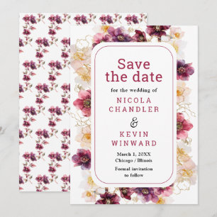 Reserva La Fecha Elegante Hellebore Floral Invernal Burgundy Boda