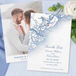 Reserva La Fecha Elegante Hilton Head SC Mapa Boda vertical