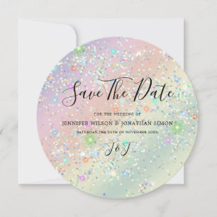 Reserva La Fecha Elegante Holográfico Sparkly Purpurina Pastel Mode