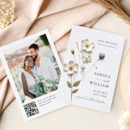 Reserva La Fecha Elegante impresión prensada flores boho pastel bod