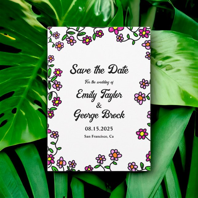 Reserva La Fecha Elegante Jardín Botánico Flores Boda Floral (Subido por el creador)