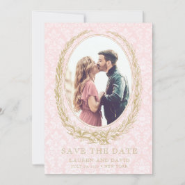 Reserva La Fecha Elegante Laurel Wreath | Foto de Damasco Rosa