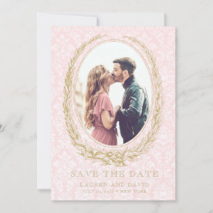 Reserva La Fecha Elegante Laurel Wreath   Foto de Damasco Rosa