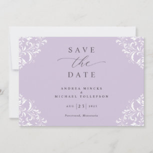 Reserva La Fecha Elegante Lavanda Lilac Vintage Wedding