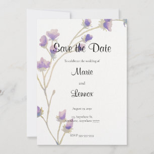 Reserva La Fecha Elegante Lavanda y Flor de Vid Purpura Salva la Fe