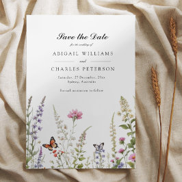 Reserva La Fecha Elegante lavanda y florecimiento de flores silvest