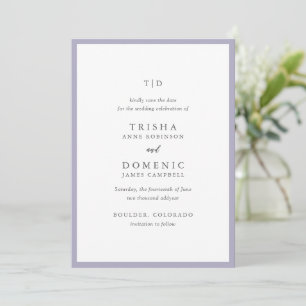 Reserva La Fecha Elegante Lilac Monograma Boda moderno