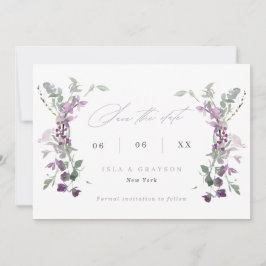 Reserva La Fecha Elegante Lilac Wildflowers Boda QR Code