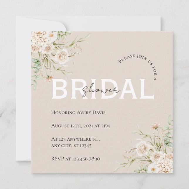 Reserva La Fecha Elegante lluvia floral de boda, guarde la fecha (Anverso)