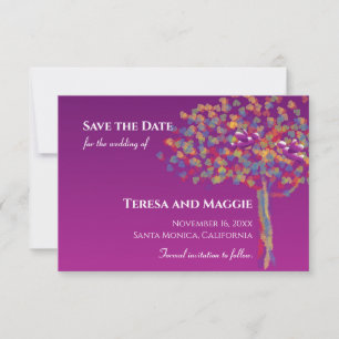 Reserva La Fecha Elegante Lovebirds Cassis Purple Save the Date