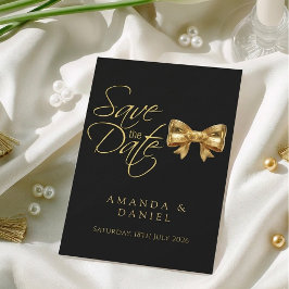 Reserva La Fecha Elegante Lujo Boda de Arco Dorado y Negro
