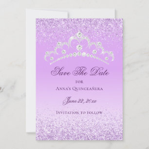 Reserva La Fecha Elegante luz morada 15 años Quinceanera