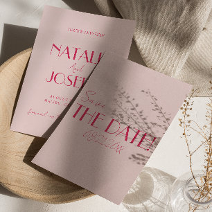 Reserva La Fecha Elegante Luz Rosa Profundo Minimalista Boda