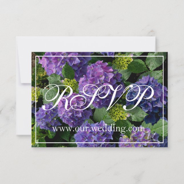 Reserva La Fecha Elegante magenta púrpura azul hidrangea floral RSV (Anverso)