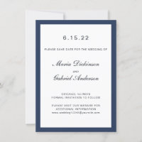 Elegante marco azul marino clásico. Boda