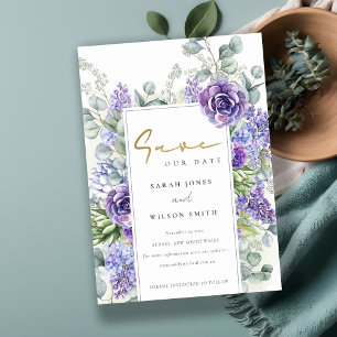 Reserva La Fecha Elegante Marco Botánico de Eucalipto Suculento Lil