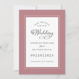 Reserva La Fecha Elegante Marco de Boda Chic Rosa Polvoriento Calig