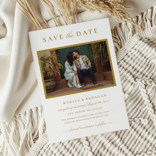 Reserva La Fecha Elegante marco de foto de oro Boda