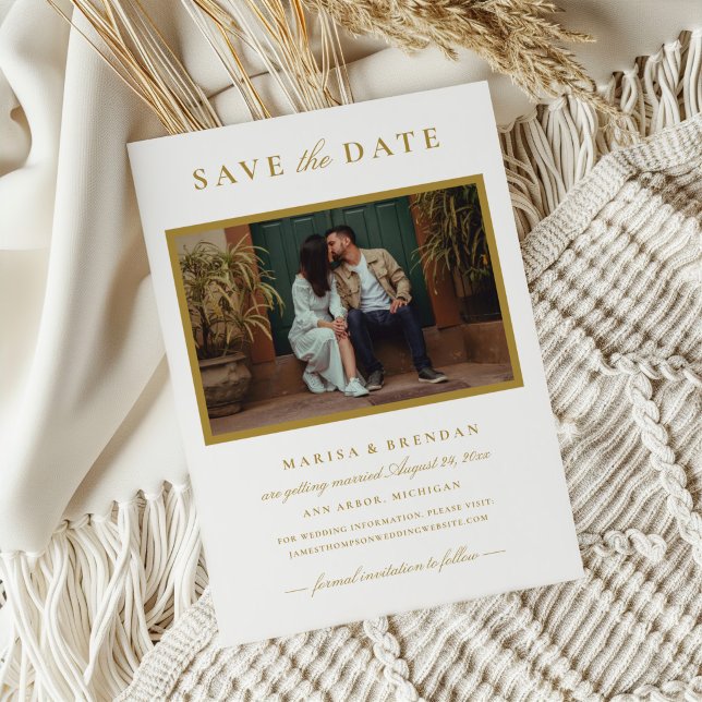 Reserva La Fecha Elegante marco de foto de oro Boda (Subido por el creador)