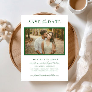 Reserva La Fecha Elegante marco de foto verde bosque boda