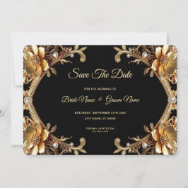 Reserva La Fecha Elegante marco de oro Save The Date
