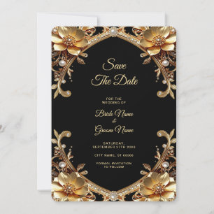 Reserva La Fecha Elegante marco de oro Save The Date