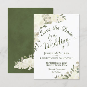 Reserva La Fecha Elegante marfil blanco acuarela Floral Boho Boda