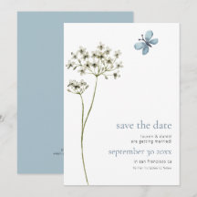 Elegante mariposa Flor silvestre Código QR Boda az