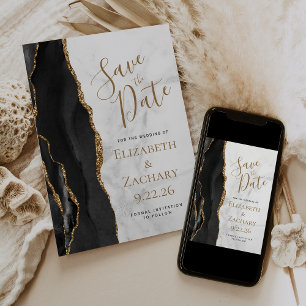 Reserva La Fecha Elegante mármol de ónix dorado Save the Date