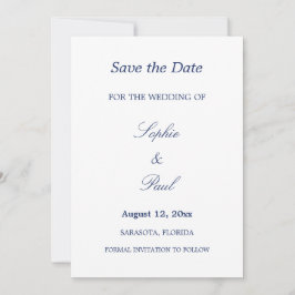 Reserva La Fecha Elegante matrimonio azul de la marina Minimalista 